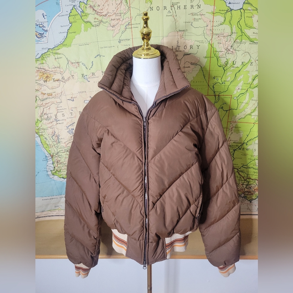 Vintage Mountain Product's 1970s brown down ski jacket coat Size XXL